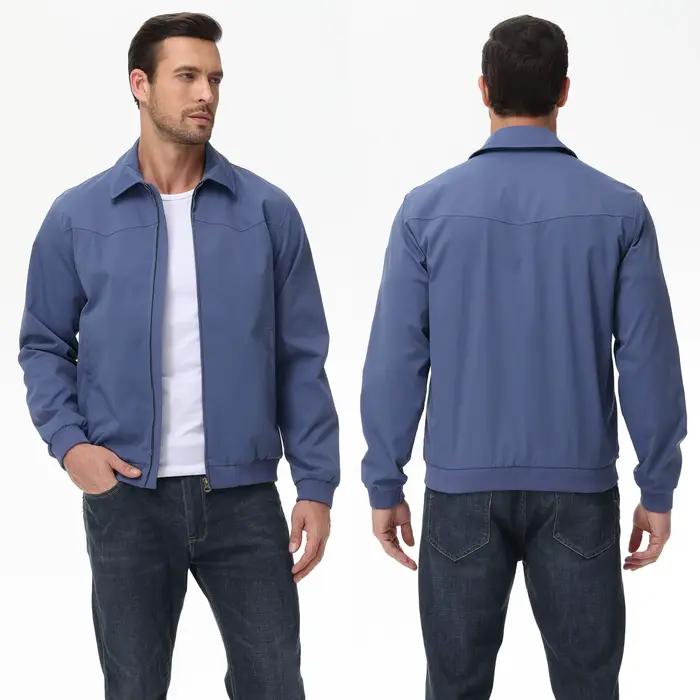 Veste décontractée et élégante pour hommes en polyester pour automne et hiver avec poche intérieure et fermeture éclair pour usage quotidien