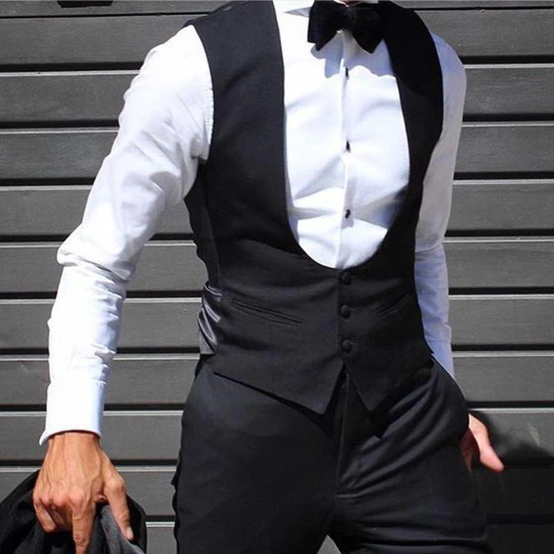 Gilet noir pour hommes, pour marié de mariage, une pièce, costume ajusté, couleur unie, manteau à la