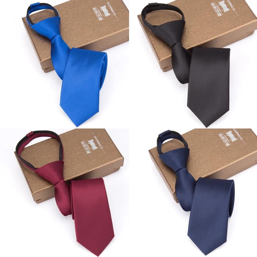Hommes cravate fermeture éclair paresseux cravate mode solide 6cm cravates affaires pour homme Grava