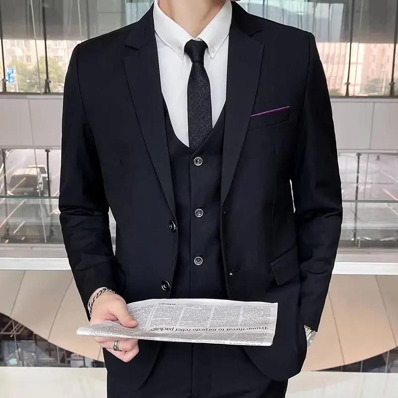 Costume (Blazer + gilet + pantalon) pour hommes, mode décontractée, extérieur, pour hommes d'affaire