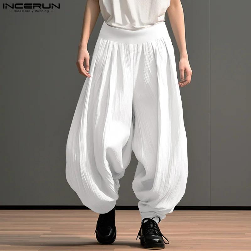 2024 hommes pantalons à jambes larges couleur unie taille élastique pantalon décontracté ample homme