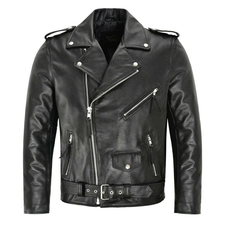 Veste en cuir PU pour hommes, coupe cintrée, col montant, Anti-vent, revers de moto, fermeture éclai