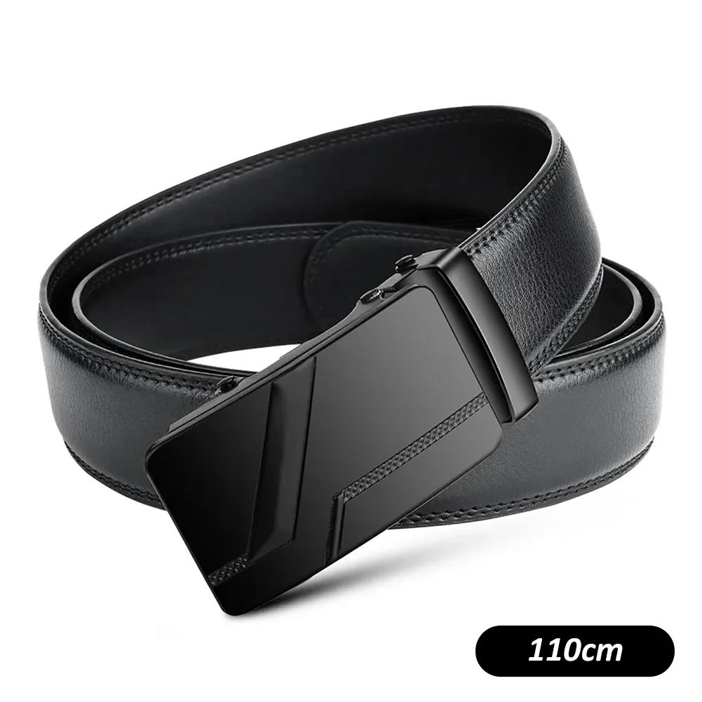 Ceinture de Luxe en Cuir PU pour Homme, Accessoire de Haute Qualité, de Couleur Noire, Trempée, 110c