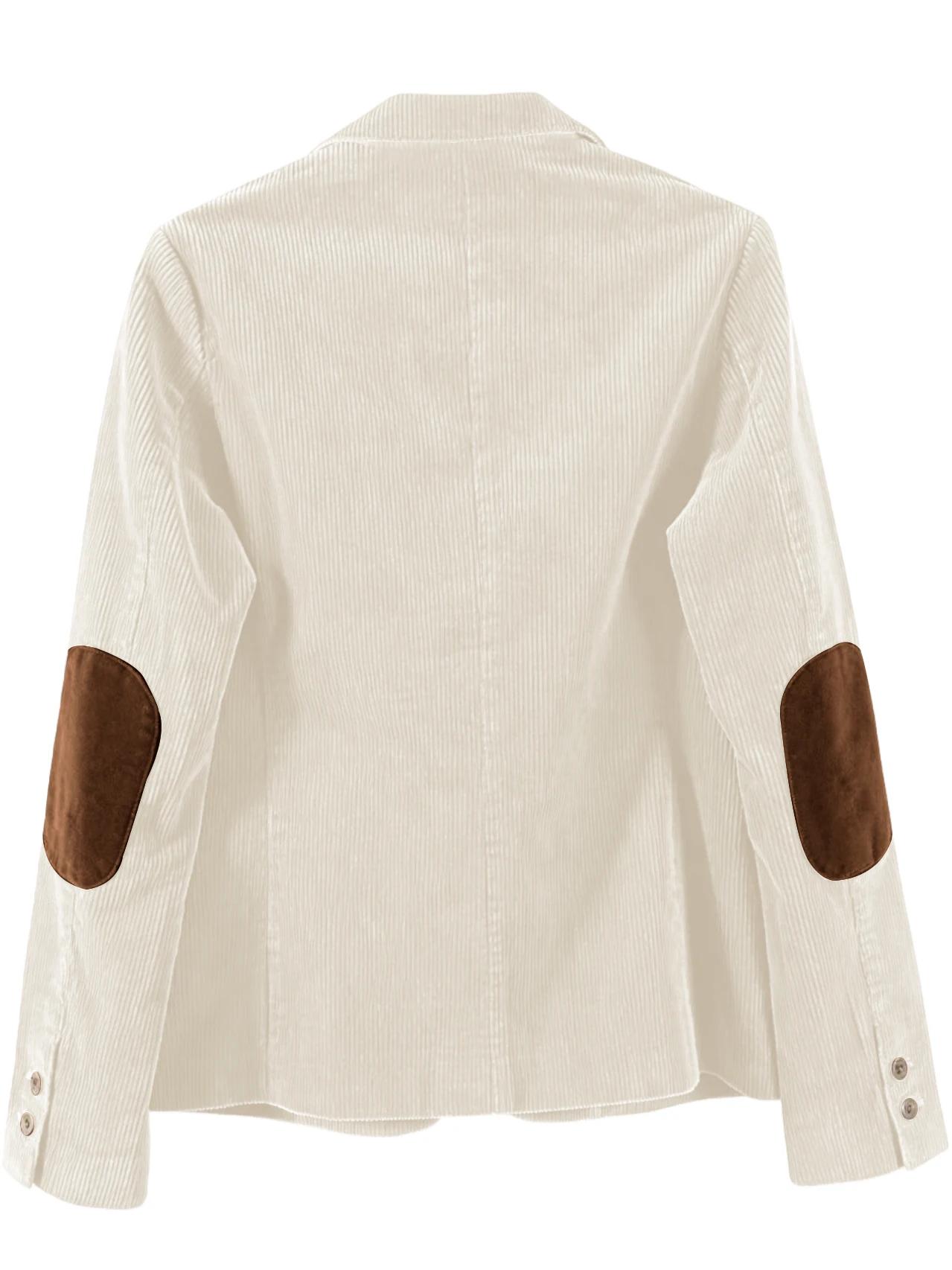 Blazer en velours côtelé vintage pour homme avec empiècements aux coudes, coupe classique décontract