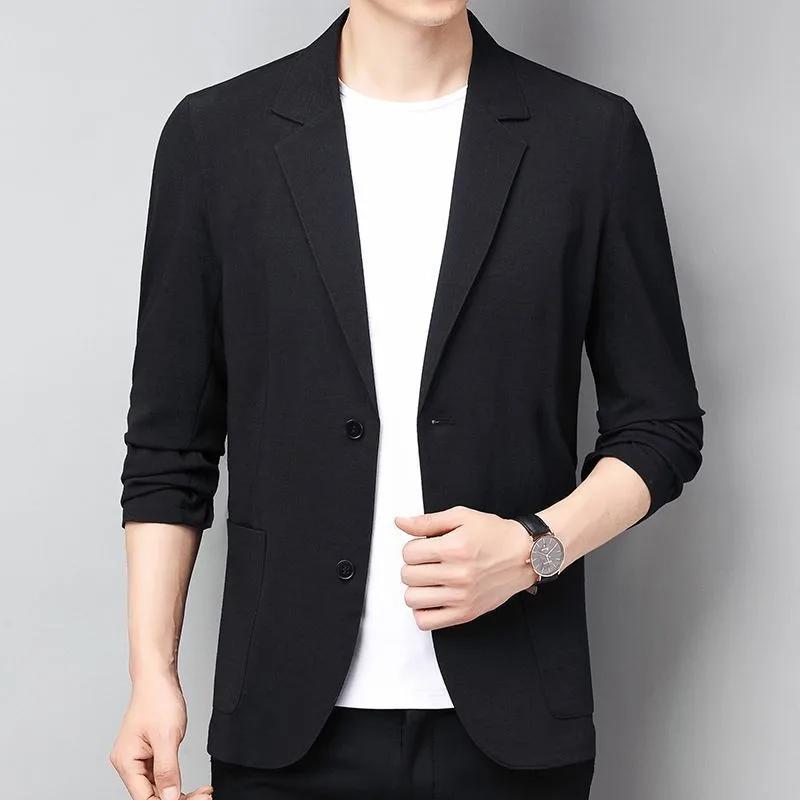 Nouveaux hommes manteaux minces Style coréen mince costume vestes printemps automne lin couleur unie