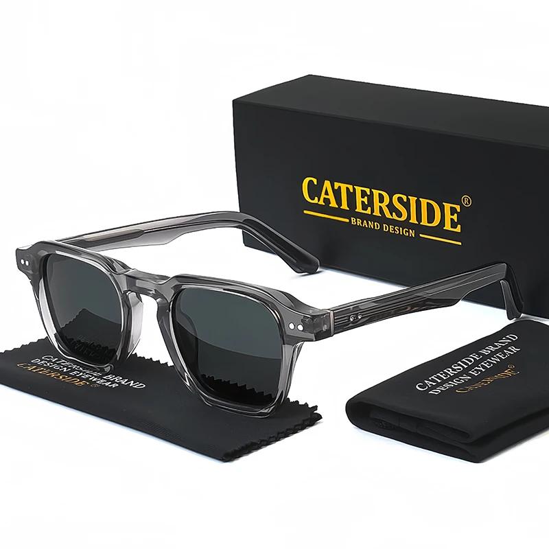 Lunettes de soleil polarisées rétro CATERSIDE pour hommes, monture carrée large en acétate, lunettes