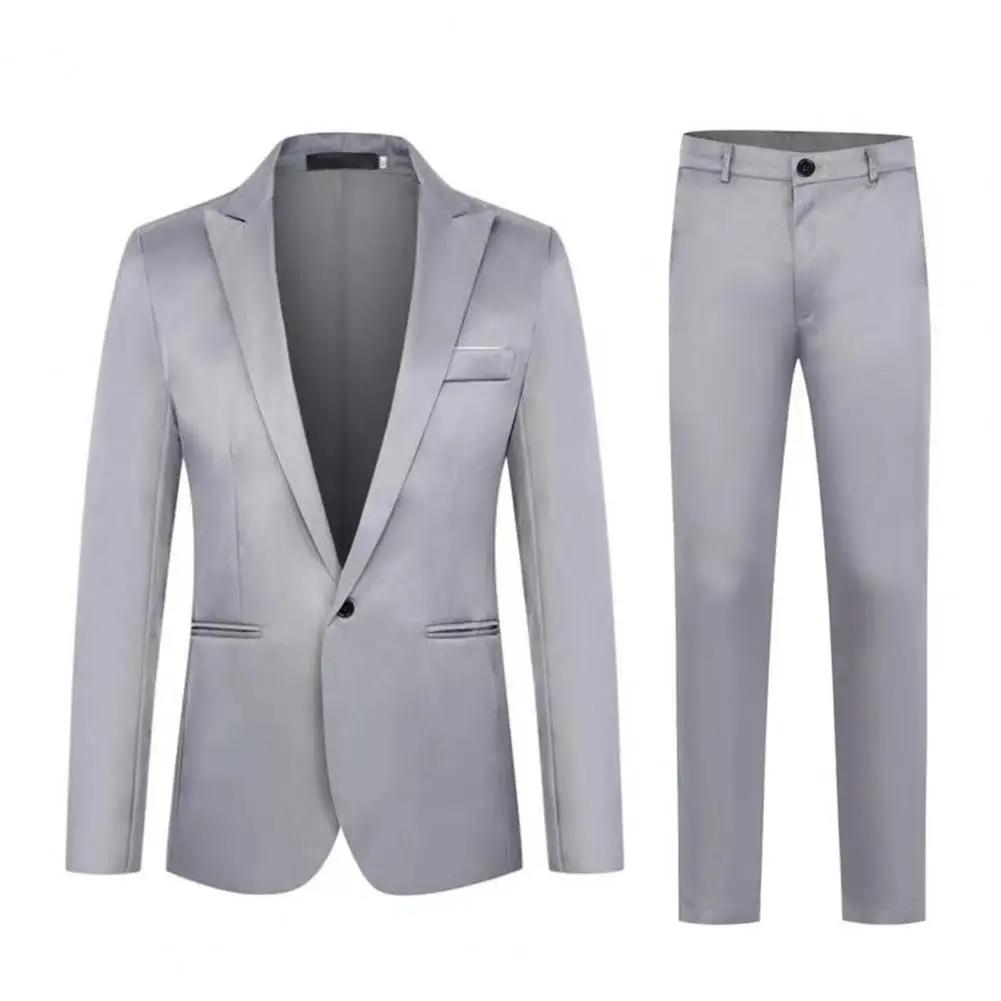 Costume marron de haute qualité pour hommes, beau costume 2 pièces à revers à bouton unique, coupe c