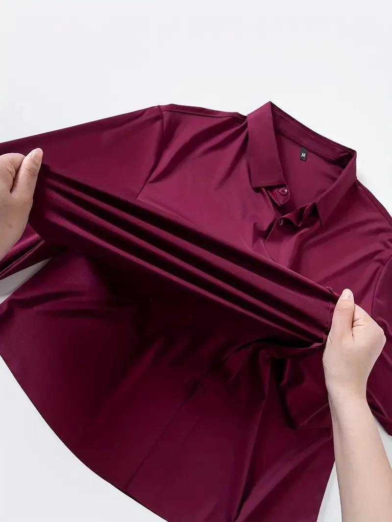Chemise unie à manches longues pour hommes, nouveau Design, automne, haute élasticité, décontractée,
