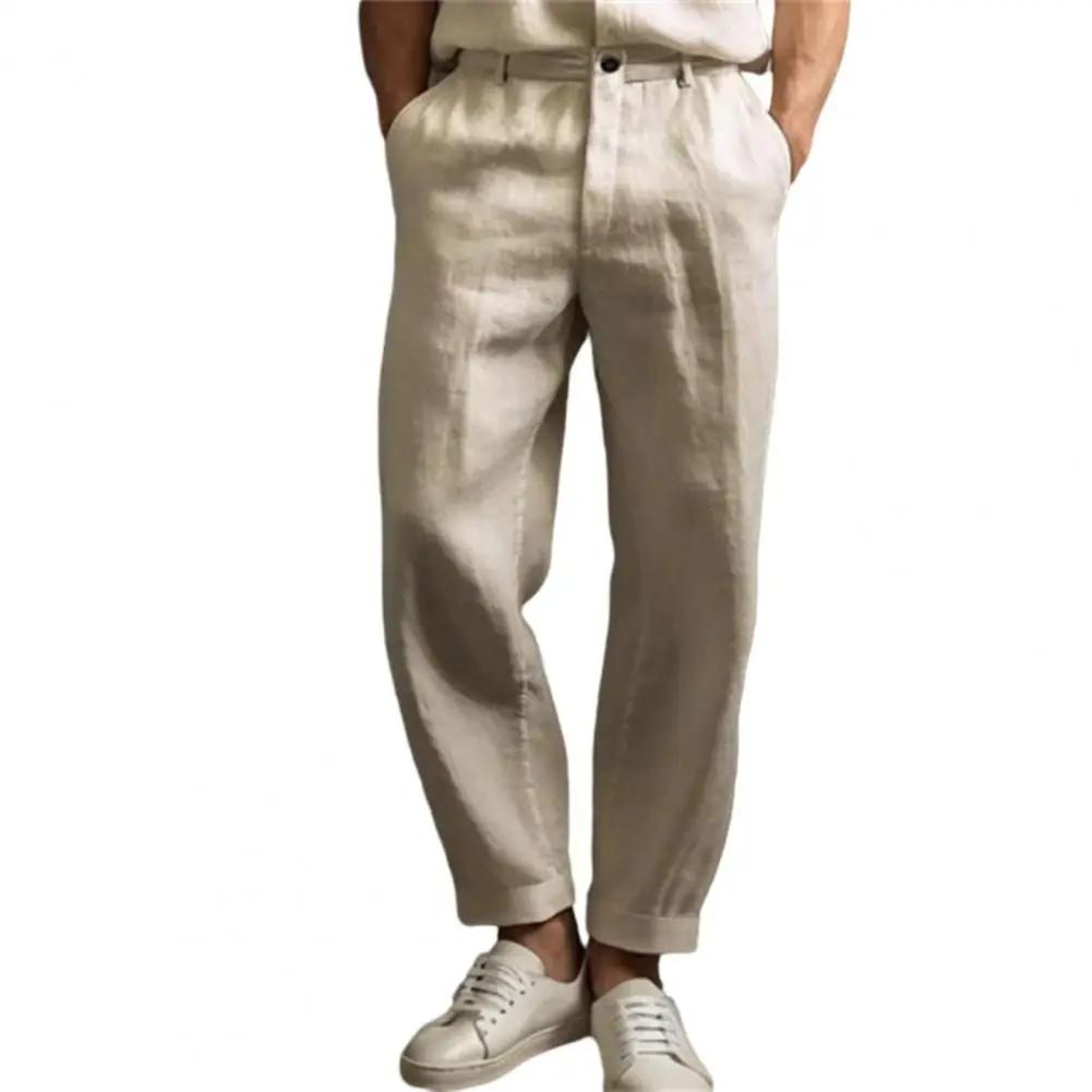 Pantalon de costume vintage ample en lin pour hommes, printemps été, nouveau pantalon décontracté dr