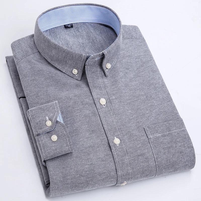 Chemise à manches longues pour hommes, tissée Oxford, décontractée, sans repassage, haut slim, confo