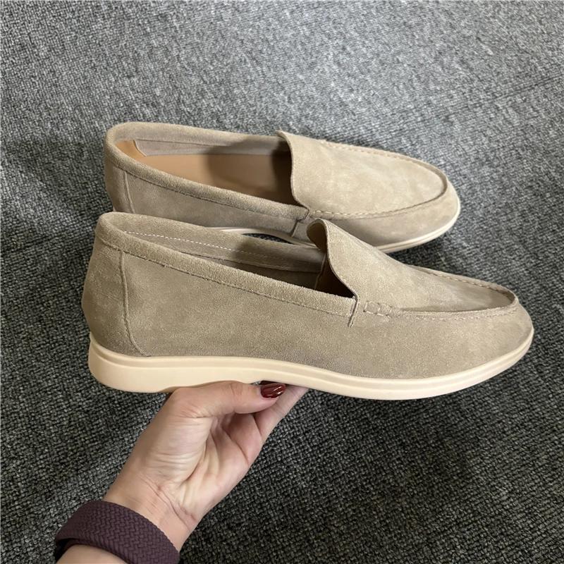 Baskets décontractées en cuir véritable pour hommes, mocassins à enfiler de grande taille, chaussure
