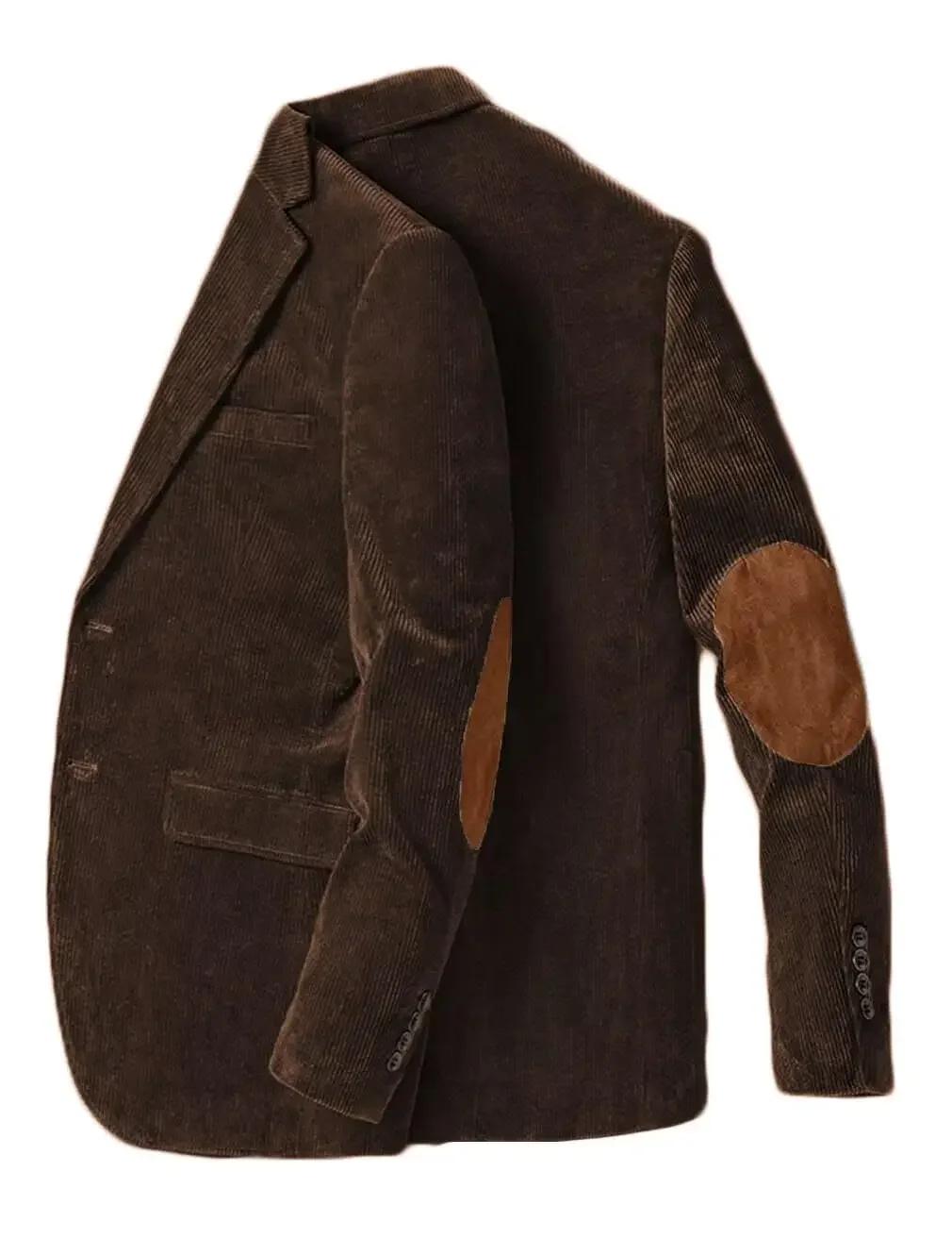 Veste pour homme en velours côtelé de haute qualité, à simple boutonnage, costume formel vintage, ve