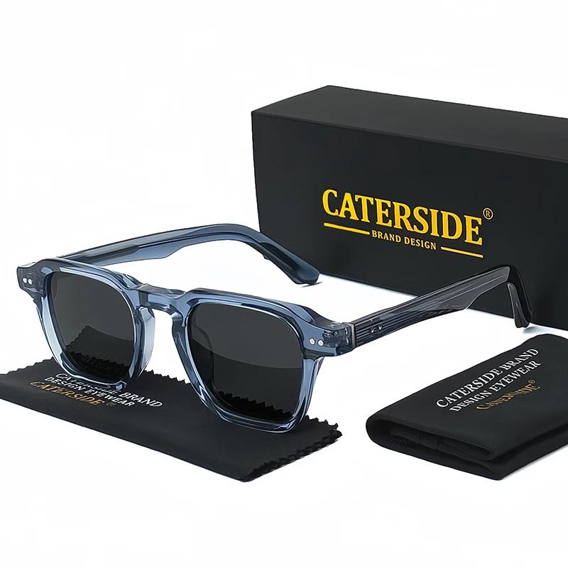 Lunettes de soleil polarisées rétro CATERSIDE pour hommes, monture carrée large en acétate, lunettes