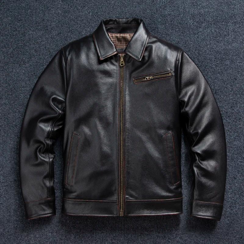 Veste en cuir d'outillage des années 1930 pour hommes, première couche de peau de vache, veste d'aff