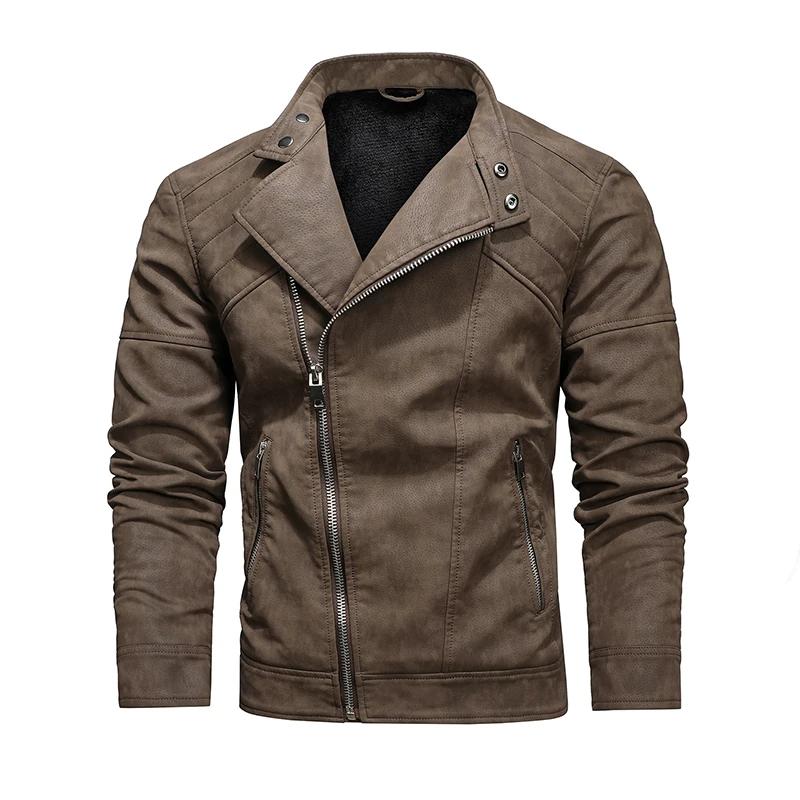 2025 mode veste en cuir hommes hiver polaire chaud fermeture éclair moto manteaux hommes mode nouvea
