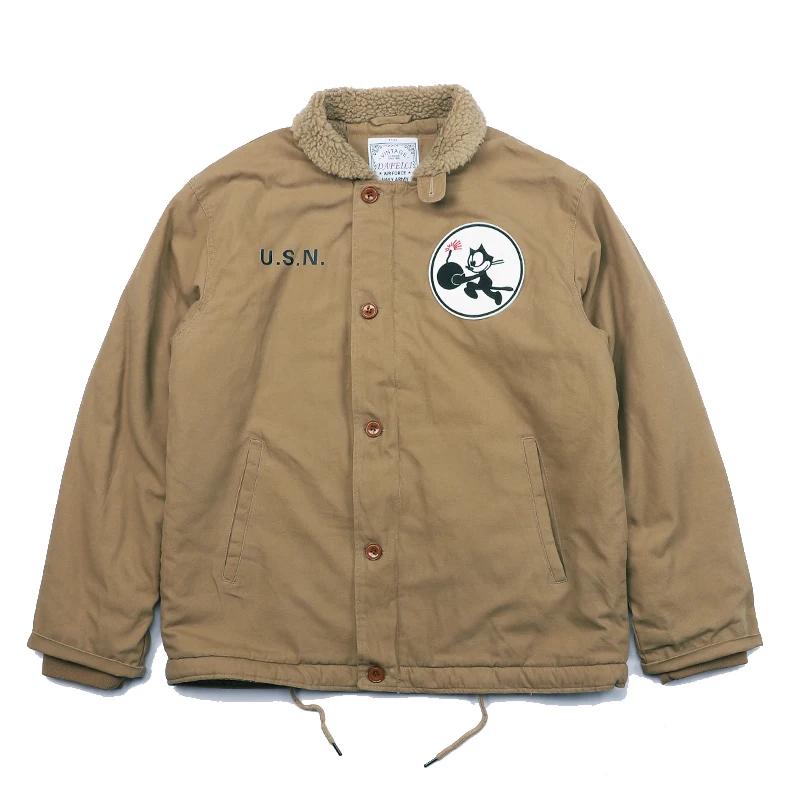 N1 USN épais hiver hommes Sherpa polaire pont veste avec VF-3 Felix brodé Patch Parka manteau