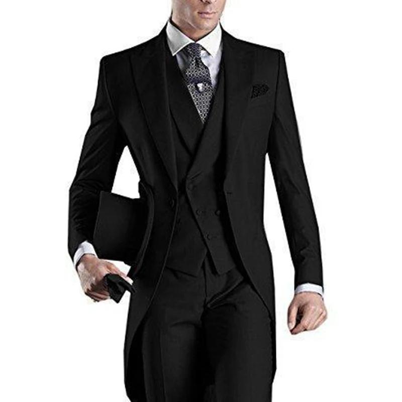 Costumes de mariage formels pour hommes, Blazer Long, 3 pièces, smoking de marié, classique, fête de