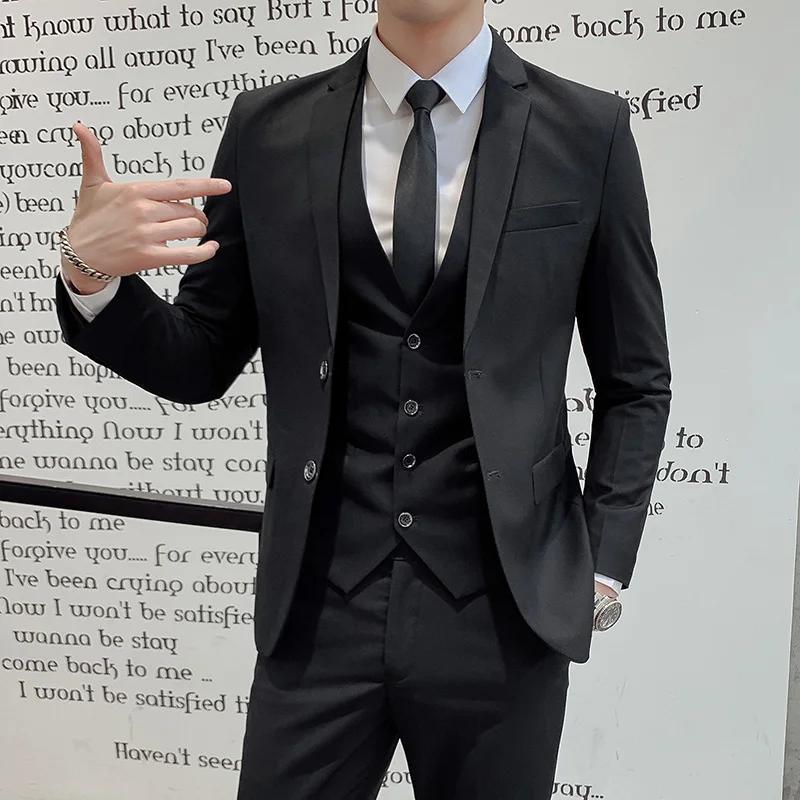 Nouveau costume homme en tissu amélioré, coupe slim, couleur unie, grande taille, pour affaires, mod