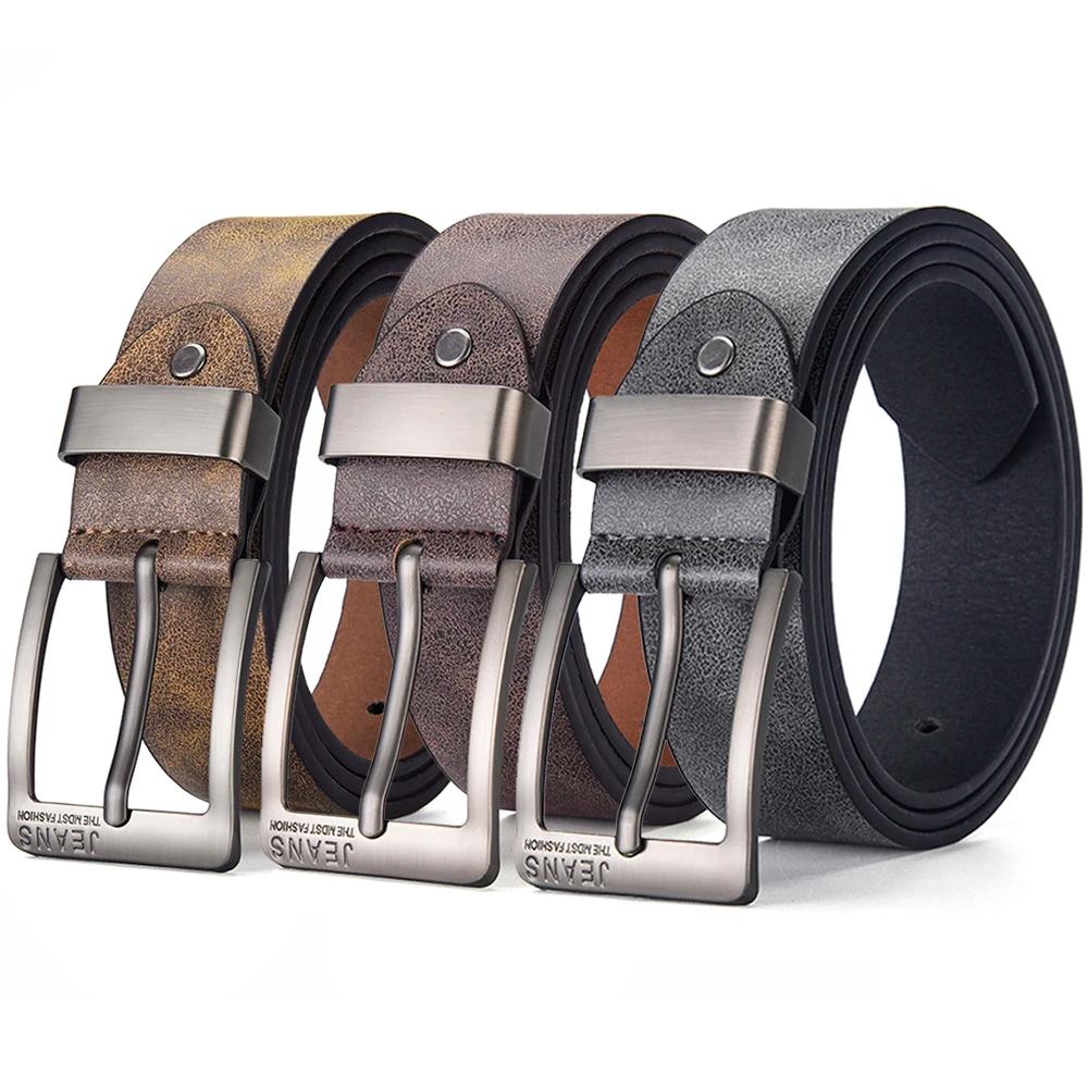Ceinture en cuir PU pour hommes, de haute qualité, avec boucle ardillon en métal, pour loisirs et af