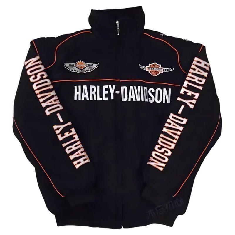Veste de course Harley Davidson pour homme, broderie automne-hiver, manteau épais, veste de moto pou
