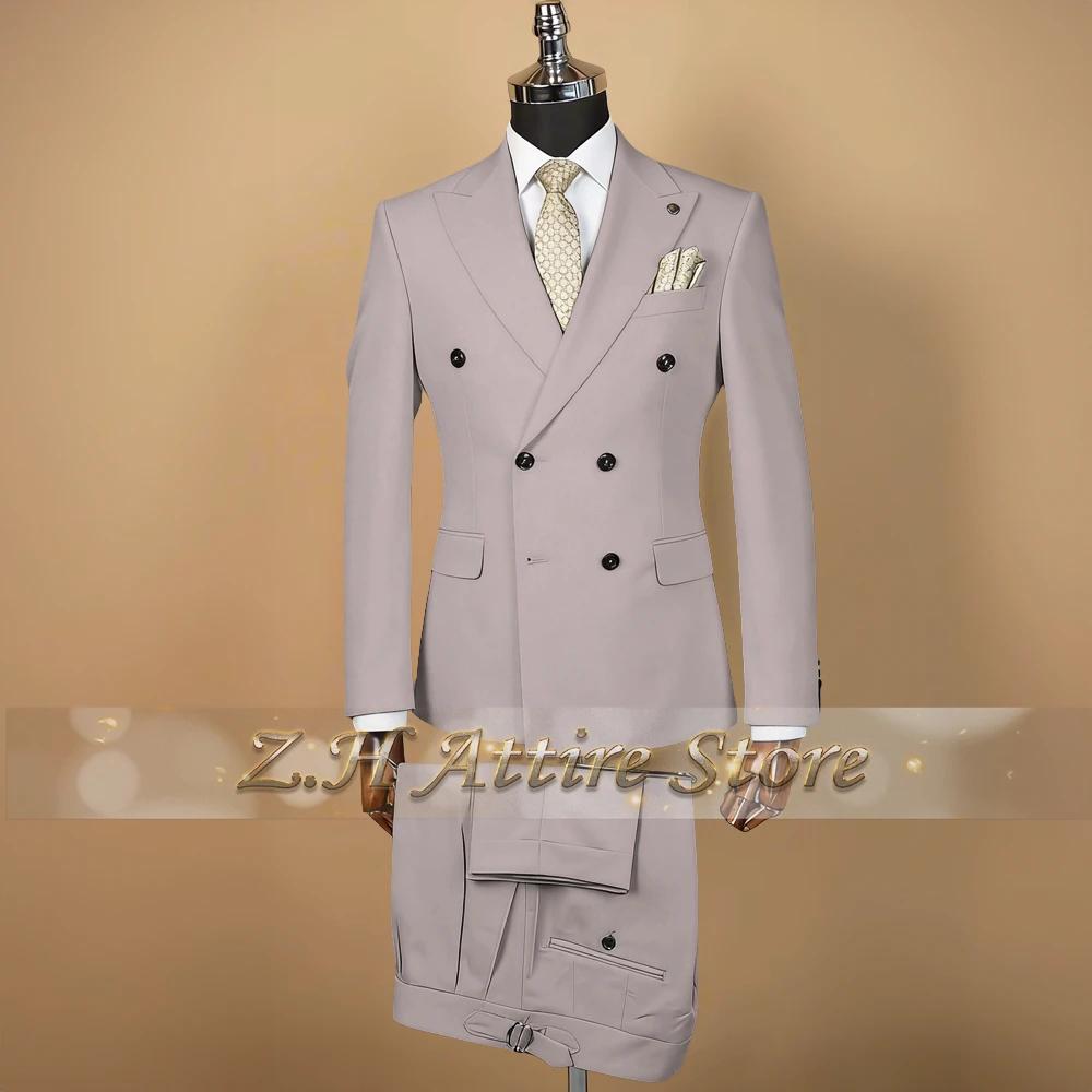 Costume formel pour homme vert sauge 2 pièces, veste à revers pointus et pantalon croisé, idéal pour