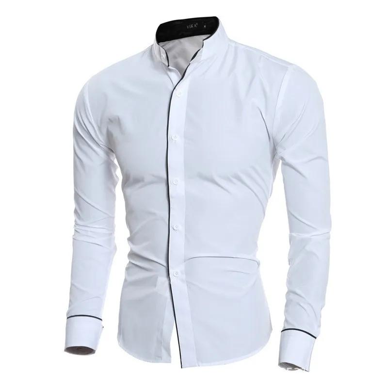 Chemise à manches longues pour hommes, couleur unie, Simple, décontractée, Version coréenne, coupe c