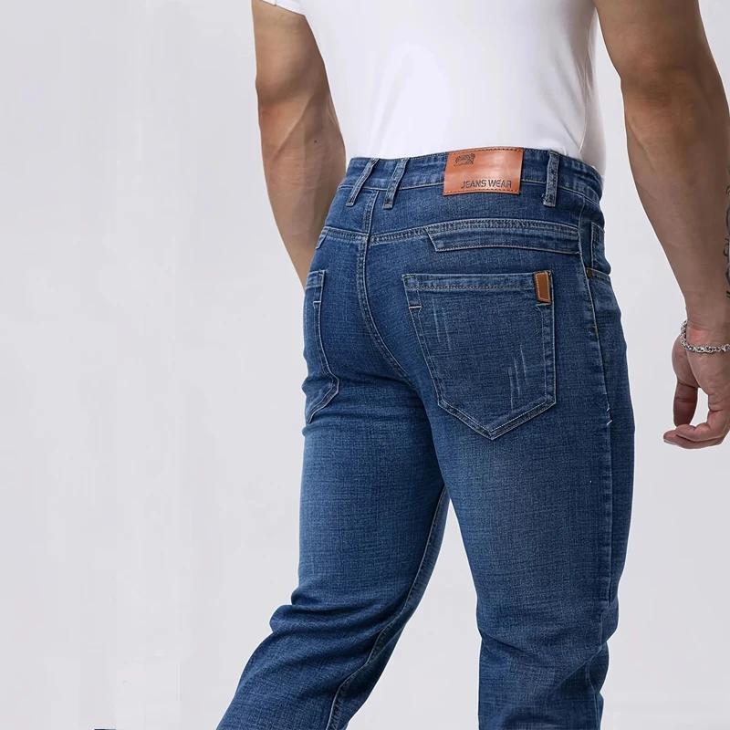 Printemps automne hommes d'affaires jean décontracté droit Stretch mode classique noir ciel bleu gri