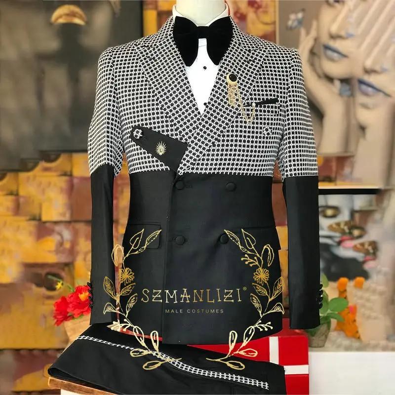 Costumes pour hommes classique coupe ajustée 2 pièces Blazer pantalon Double boutonnage pointe rever