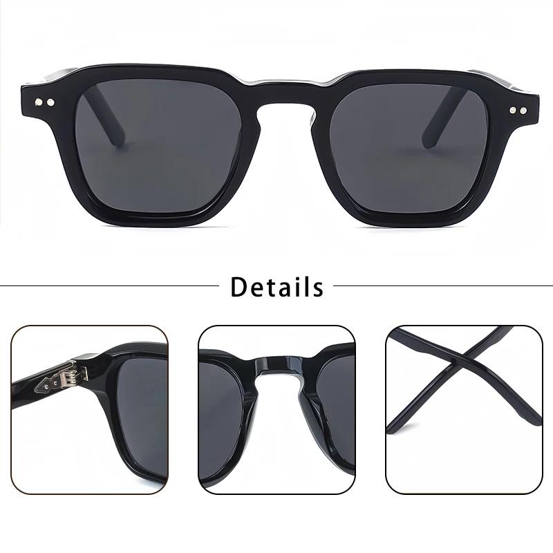 Lunettes de soleil polarisées rétro CATERSIDE pour hommes, monture carrée large en acétate, lunettes