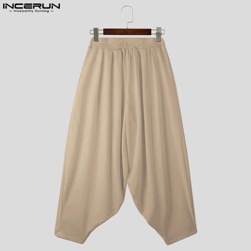 2024 hommes pantalons à jambes larges couleur unie taille élastique pantalon décontracté ample homme