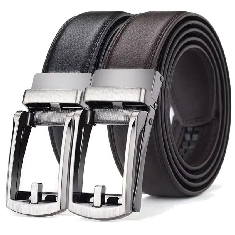 Ceinture à clic pour hommes, marque de luxe de styliste, ceintures en cuir véritable pour jeans, bou