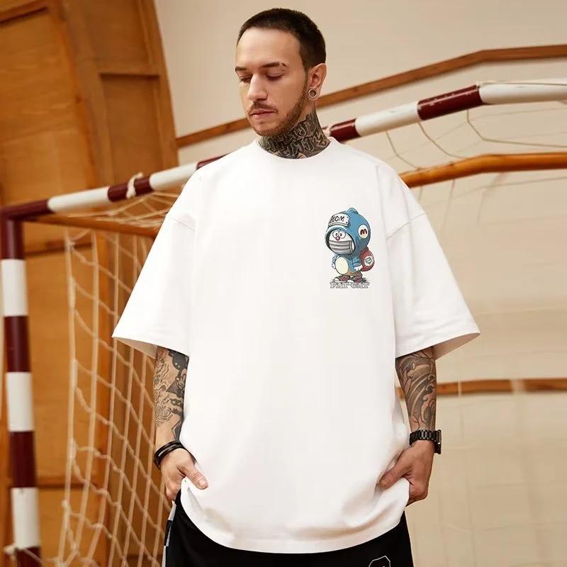 M-8XL hommes T-Shirt surdimensionné ample mode américaine Vintage masque Kitty imprimé T-Shirt Simpl