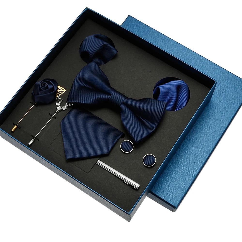 Rouge bleu noir classique cravate pour hommes poche carré boutons de manchette ensembles hommes coul