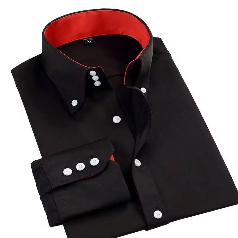 Chemise de direction pour hommes, coupe coréenne, tenue de bureau formelle à pression permanente, re