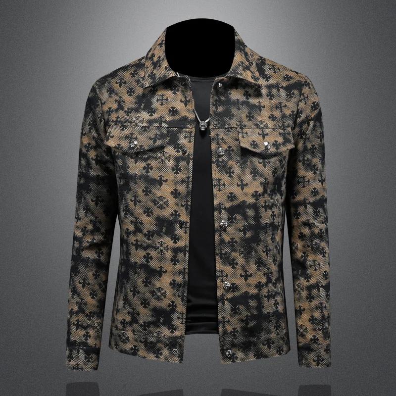 Veste Jacquard à col cranté pour hommes, coupe cintrée, nouveau Design 2025, tendance printemps-auto