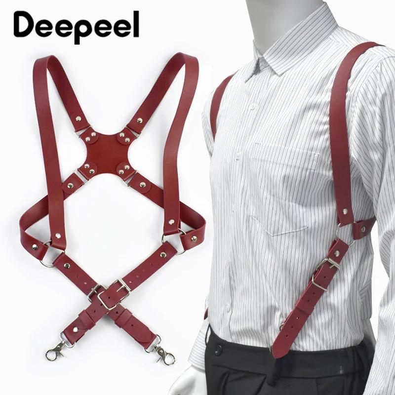 Deepeel – bretelles en cuir pour hommes, 2.5cm de large, 2 crochets à Clip, sangle réglable, harnais