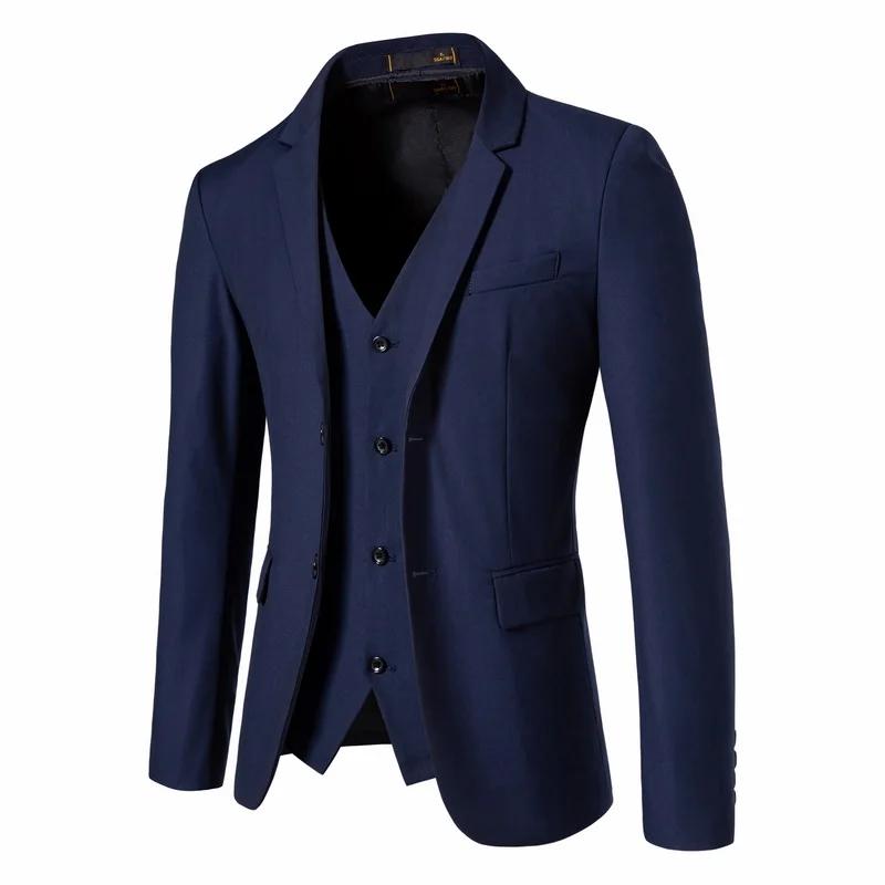 Ensemble de 2 pièces Costume décontracté pour homme Veste et gilet Coupe ajustée Couleur unie Soirée