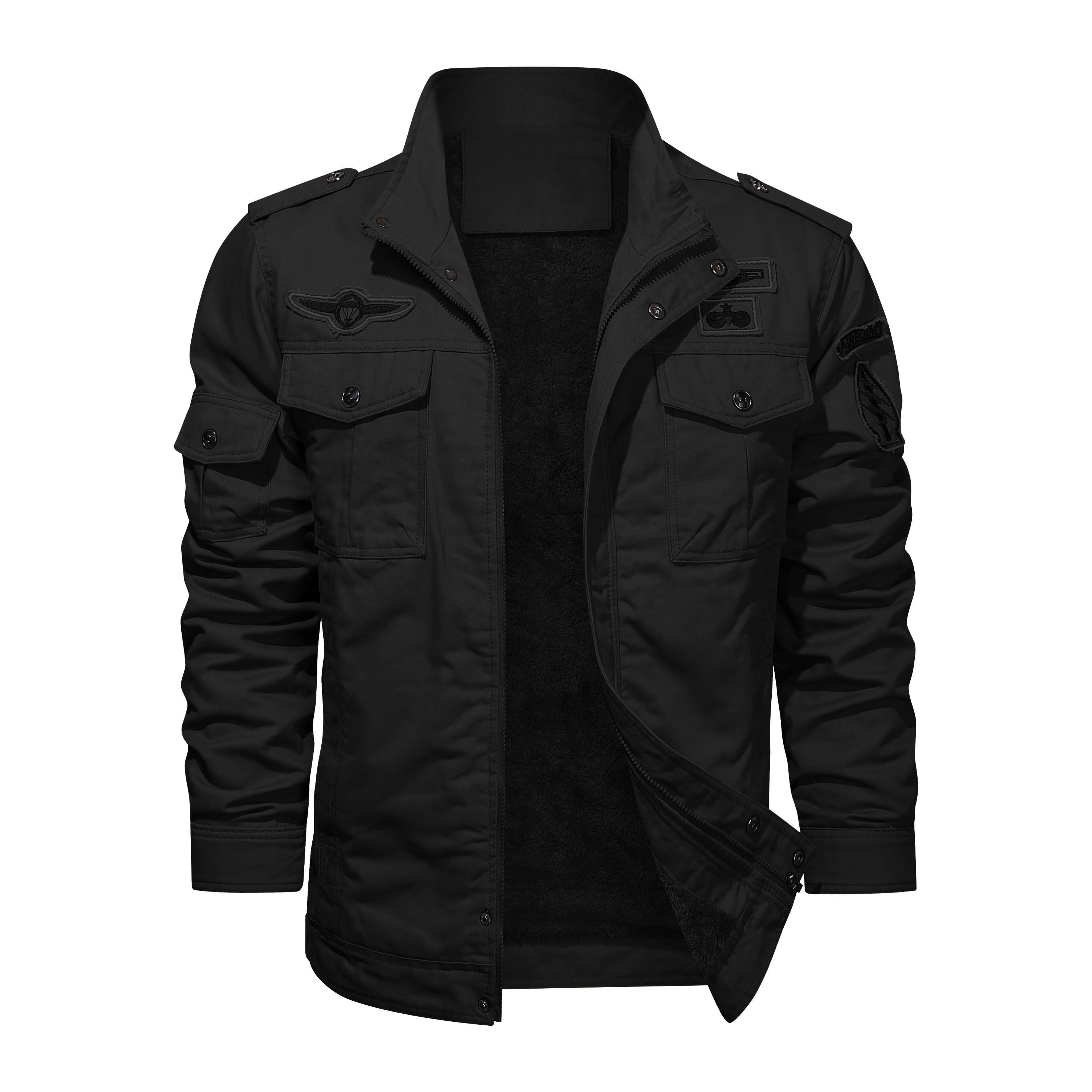 CARANFIER-Blouson aviateur en coton pour homme, manteau aviateur, col décontracté, taille européenne