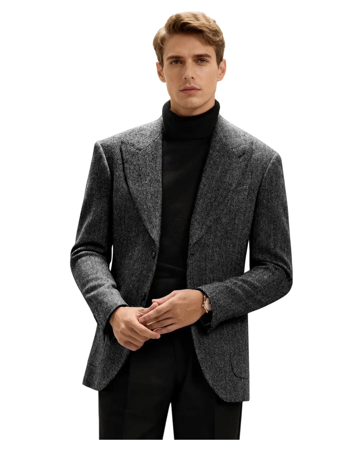 Veste de costume italienne classique pour hommes, simple boutonnage, costume chaud rétro automne hiv
