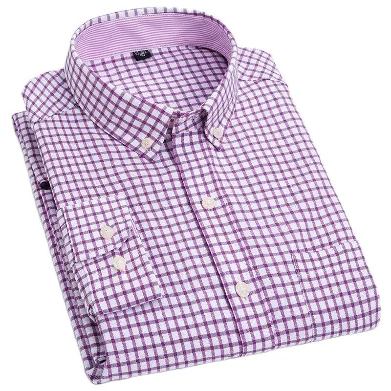 Chemise à manches longues pour hommes, sans repassage, Oxford, filature, slim, décontractée, confort