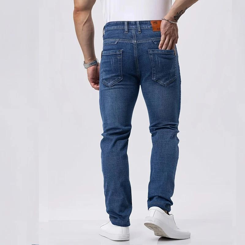 Printemps automne hommes d'affaires jean décontracté droit Stretch mode classique noir ciel bleu gri