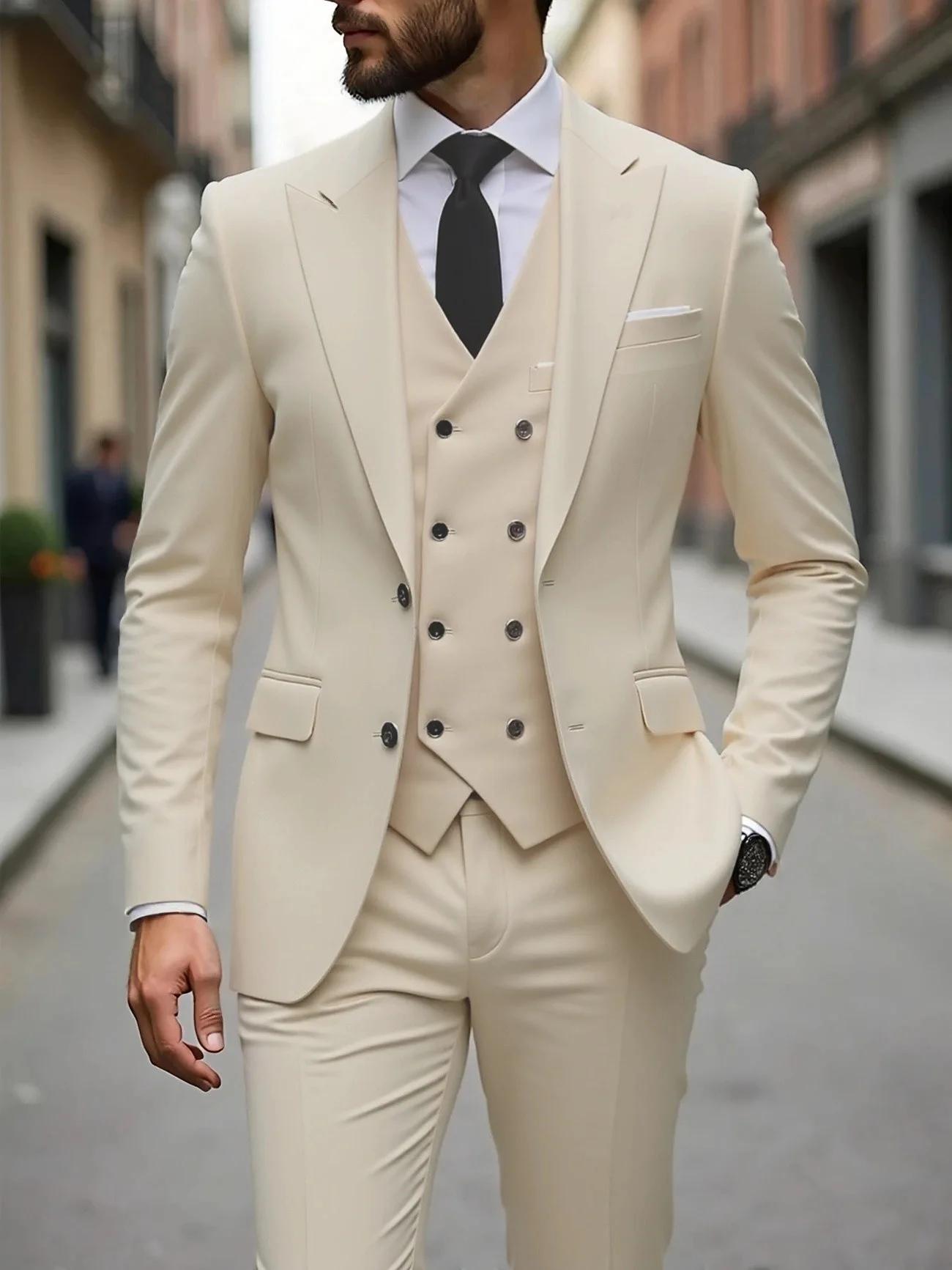 Tuxedos de mariage classique coupe ajustée marié pour hommes 3 pièces costume de garçons d'honneur h