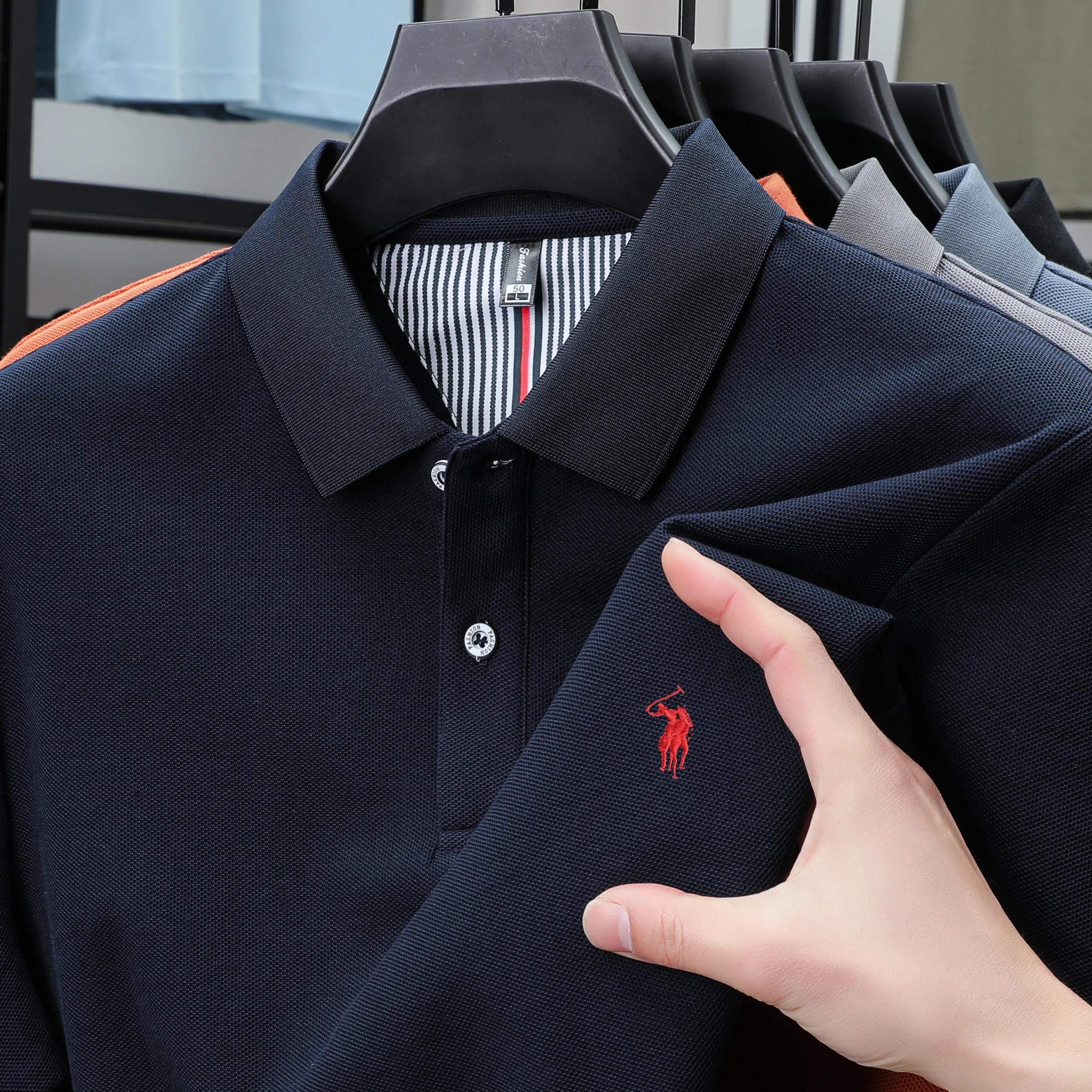 Polo homme 100% coton pur, nouveau, confort de luxe, respirant, manches courtes, haute qualité, styl