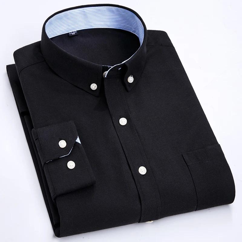 Chemise à manches longues pour hommes, tissée Oxford, décontractée, sans repassage, haut slim, confo