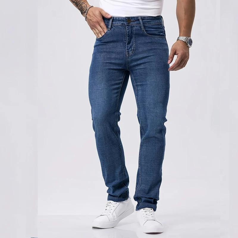 Printemps automne hommes d'affaires jean décontracté droit Stretch mode classique noir ciel bleu gri