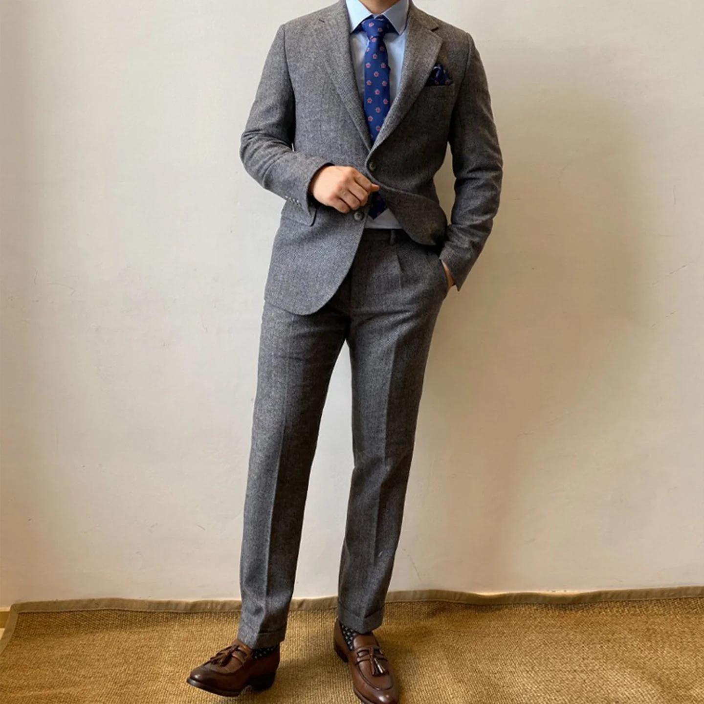 Nouvel ensemble de costume grande taille pour hommes avec motif à chevrons, haut de gamme, style mat
