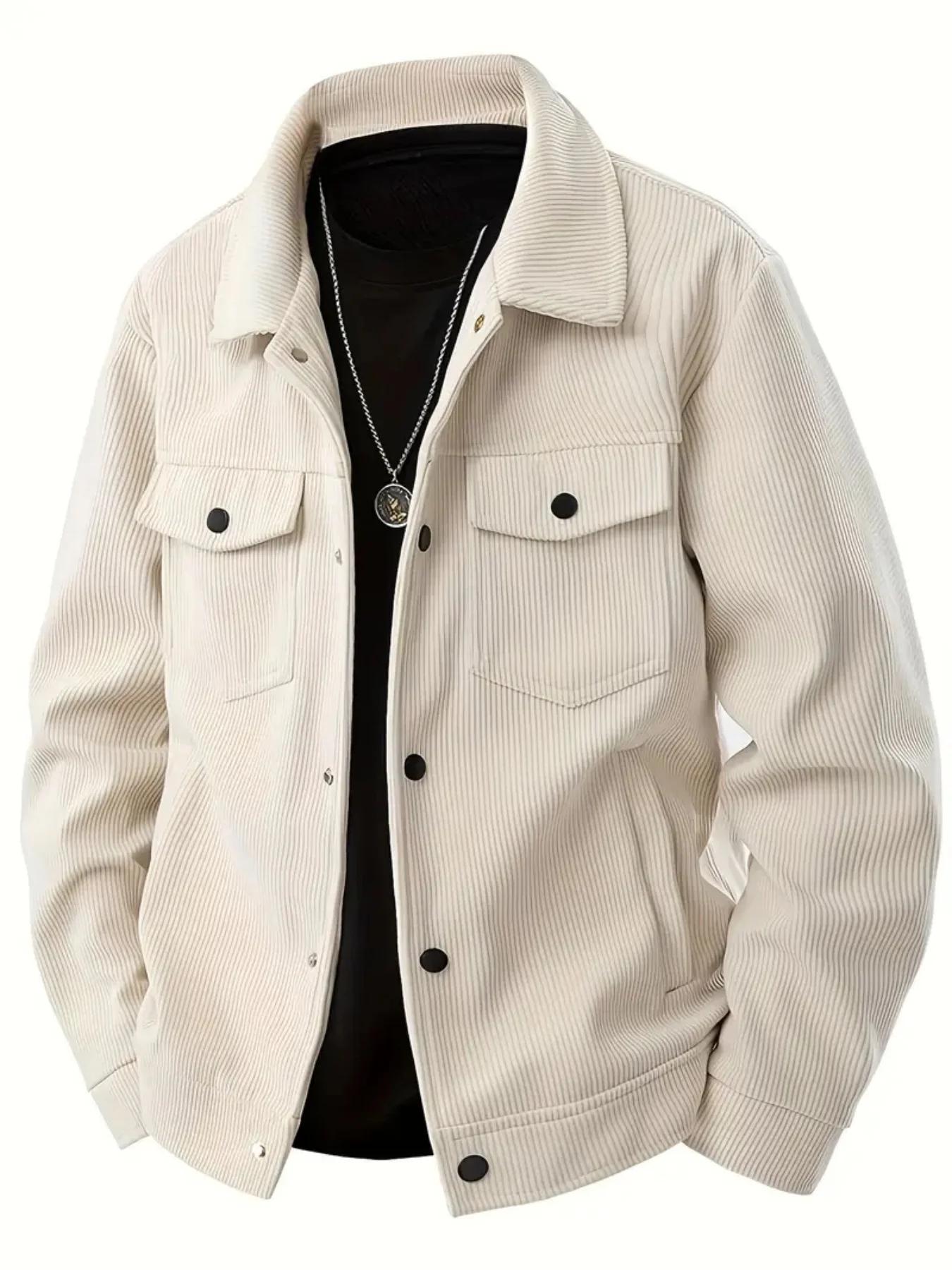 Nouvelle veste en velours côtelé pour homme automne 2025, style japonais ample avec revers