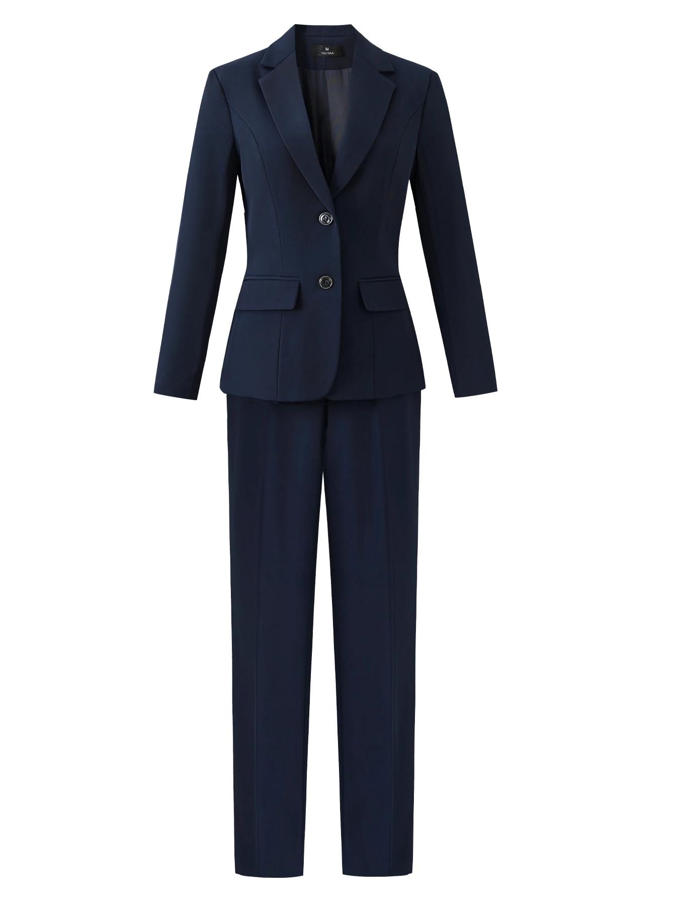 Ensemble de costume à revers cranté à simple boutonnage : blazer ajusté et pantalon formel, style de
