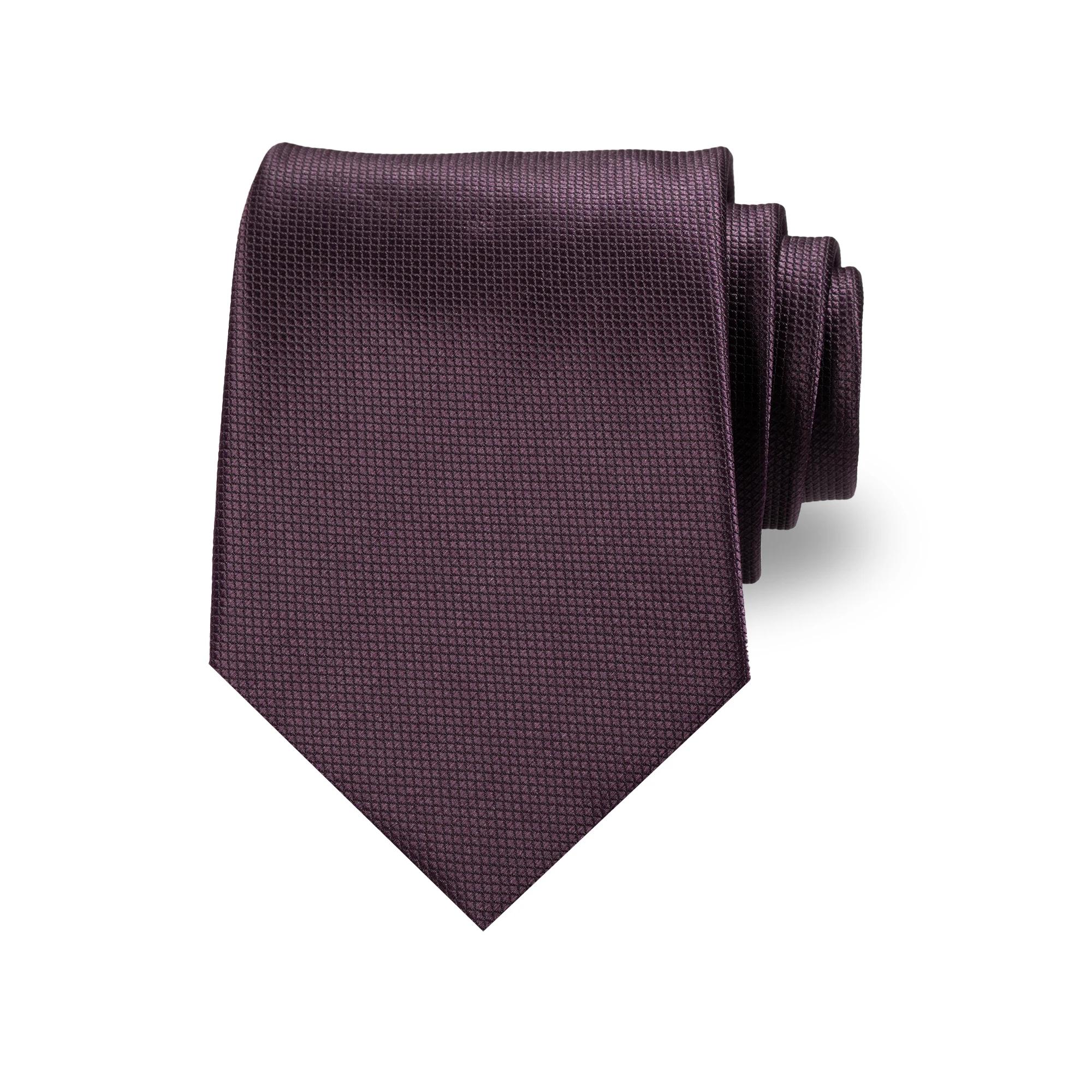 Cravate en soie pour homme, couleur caramel violet, à petit motif à carreaux, couleur unie, pour ten