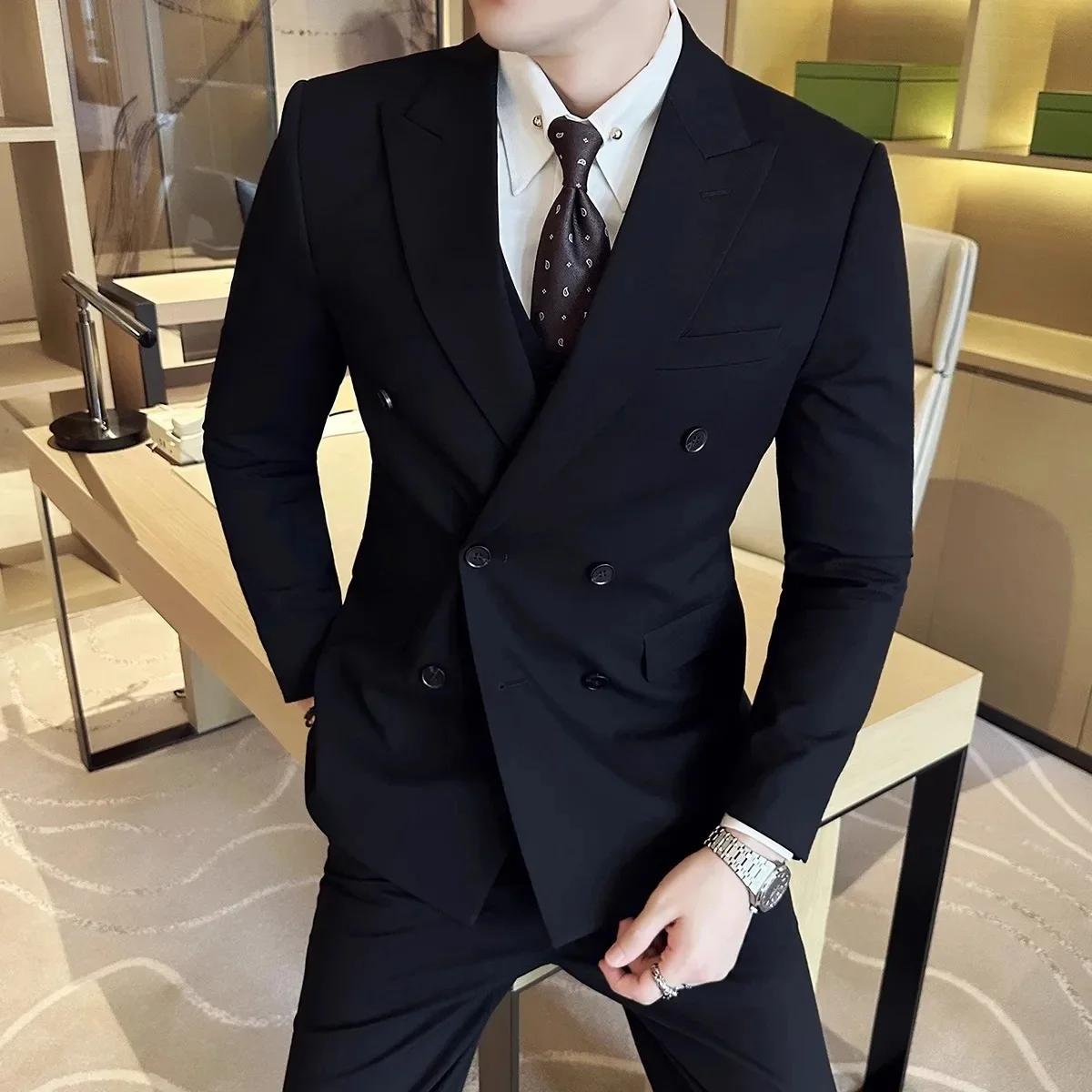 Ensemble de costume de Style Business pour marié, coupe cintrée pour hommes, vêtements occidentaux h